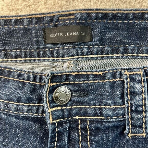 Silver Jeans Mens 34x32 Blue Gordie Loose Fit Straight Leg Faded Dark Wash Denim - Picture 2 of 11